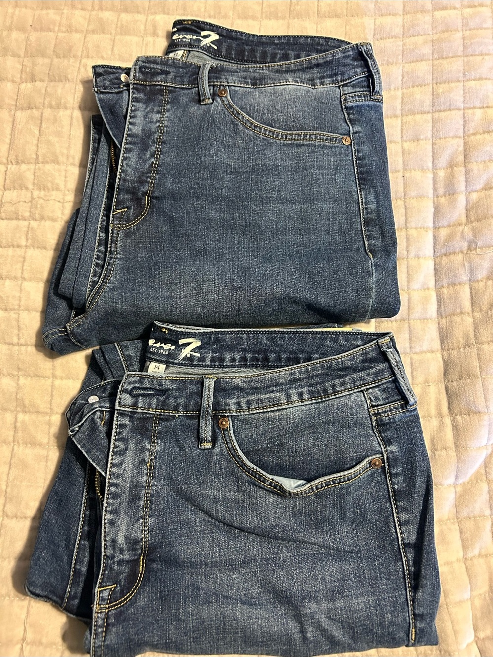 2 pair Seven7 Women's Straight-Leg Jeans — Blue Wash